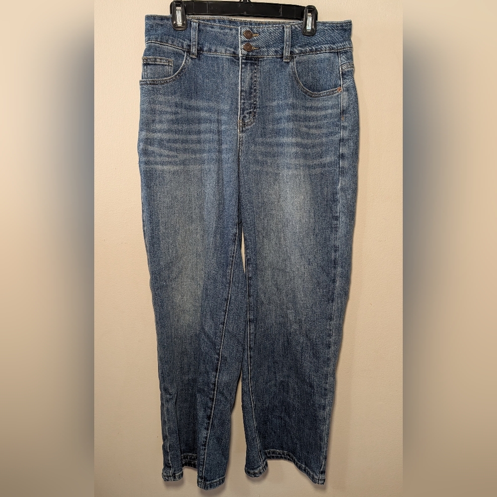 Upnet Women's Straight Leg Jeans Stretch High Waist Medium Wash Size 12 Short